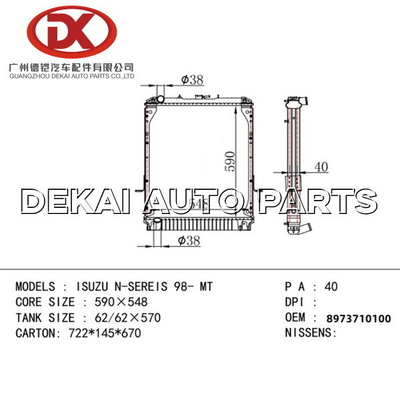 Camion automatico ISUZU NPR 4HG1 4HF1 del carro armato 8973710100 del radiatore del sistema di raffreddamento